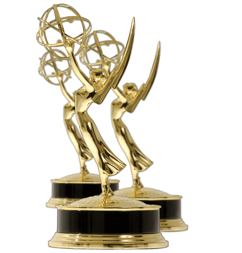 Three gold Primetime Emmy statuettes